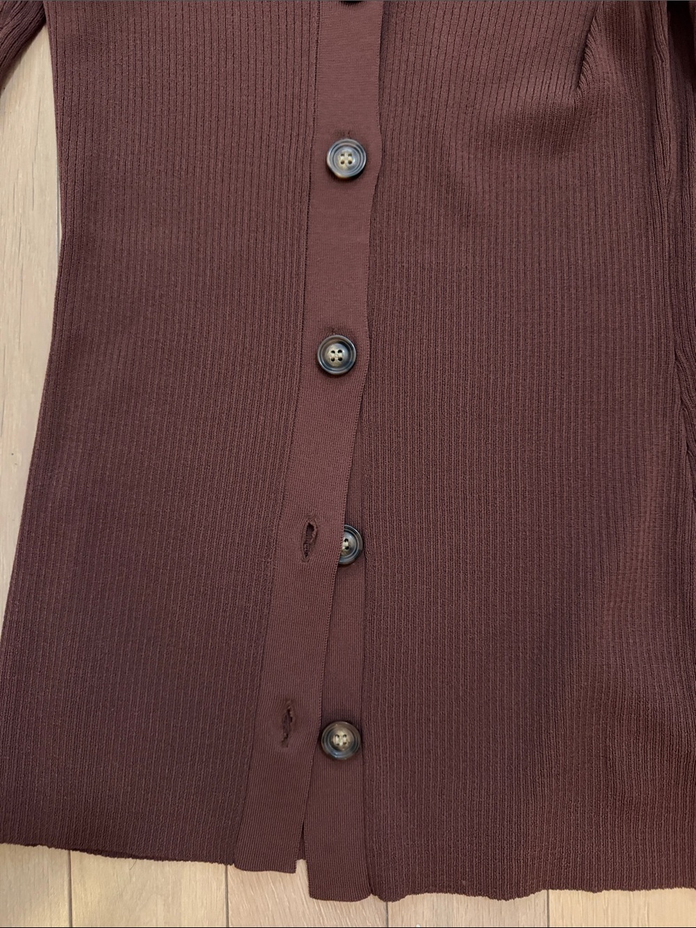The Drop Brown Ribbed Button-Up Top - Picture 8 of 9